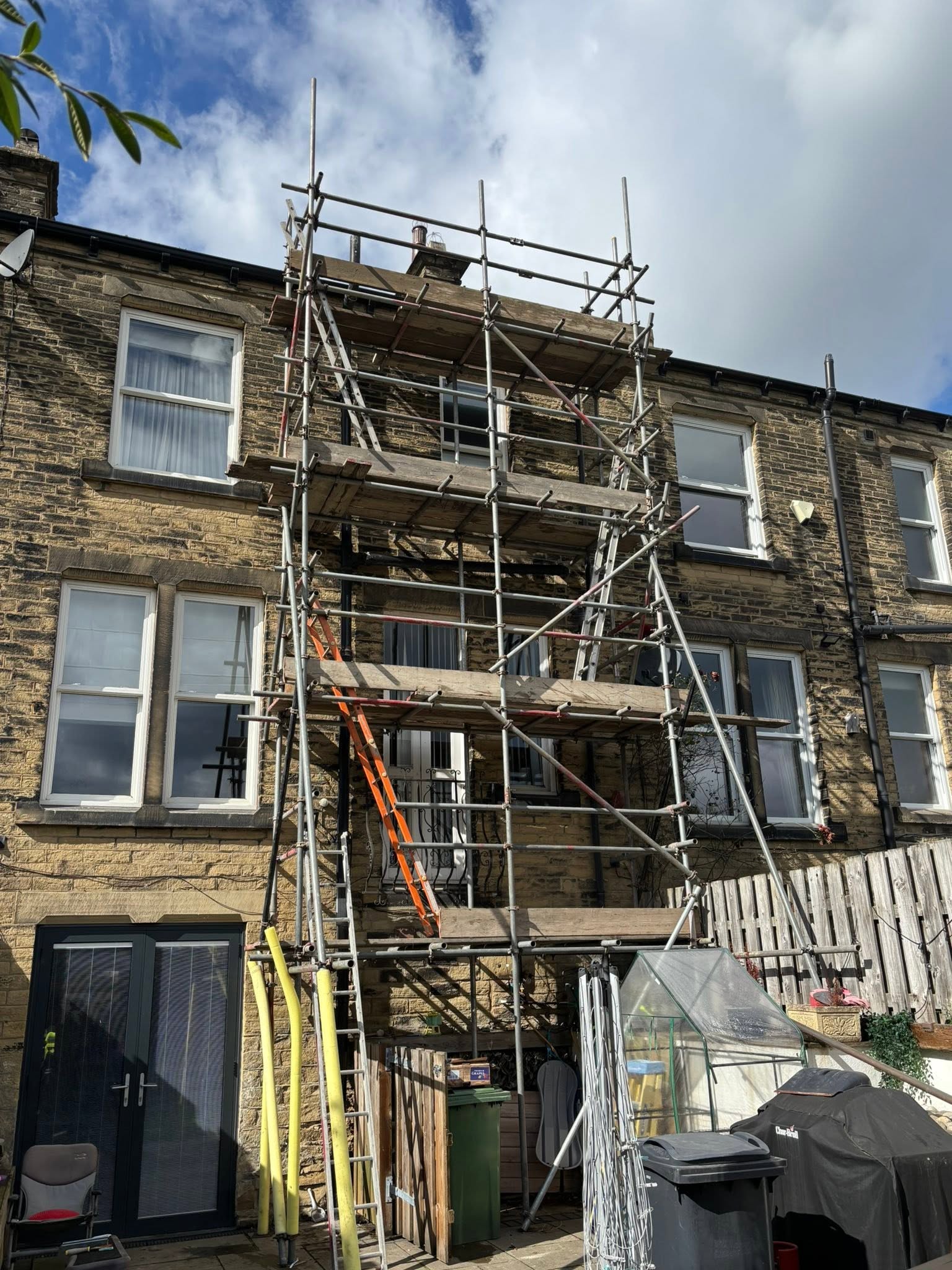 Scaffold access tower erected on a site in Leeds