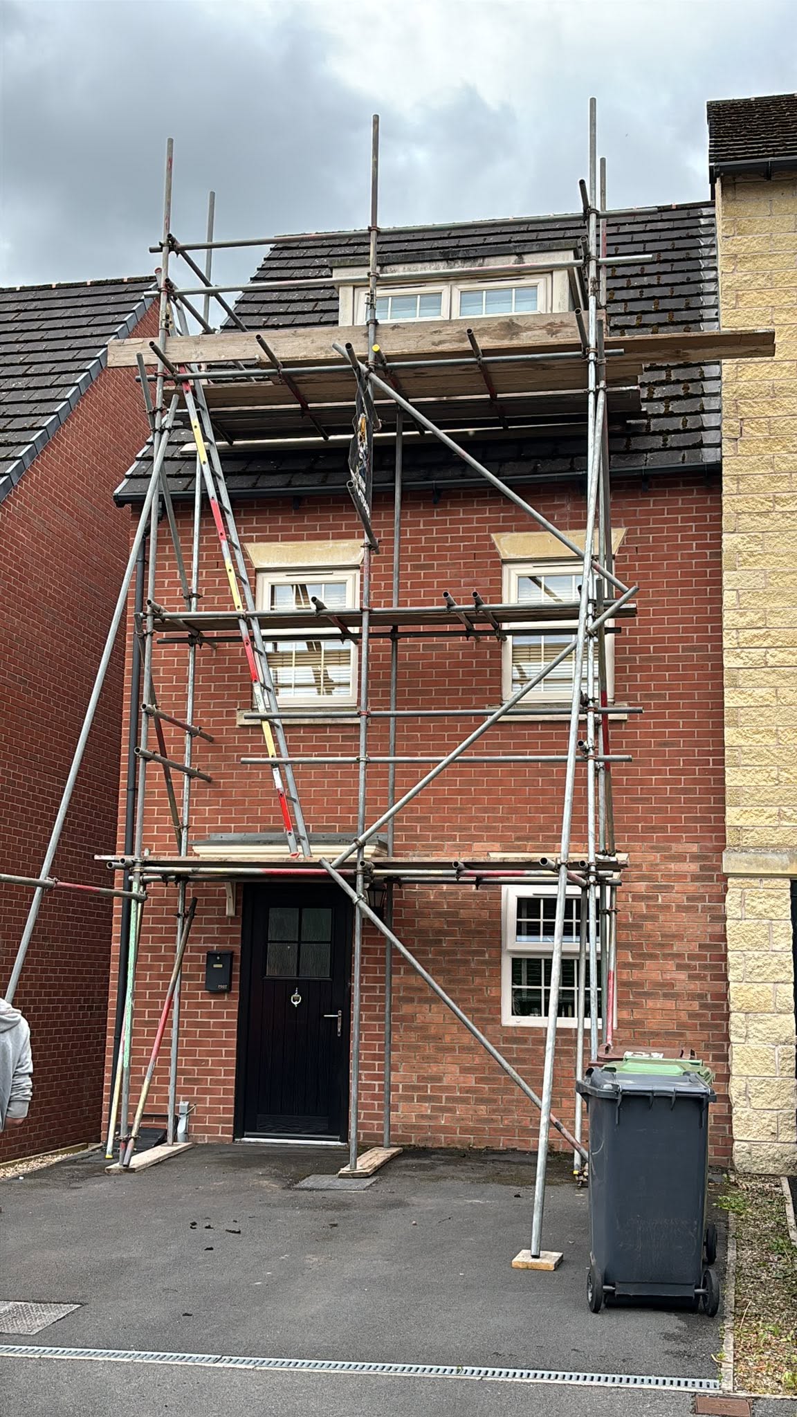 Domestic scaffold tower erected at a property in Leeds